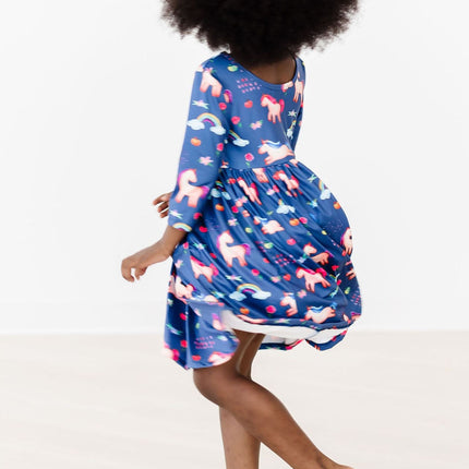Painted Skies 3/4 Sleeve Pocket Twirl Dress