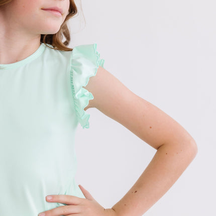 Pastel Green S/S Ruffle Tee