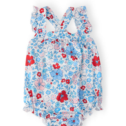 Patriotic Petals Ruffle Cross Back Romper