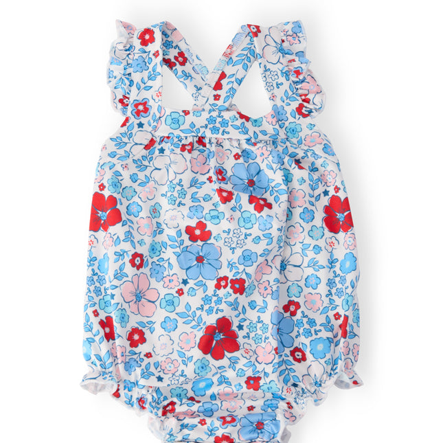 Patriotic Petals Ruffle Cross Back Romper