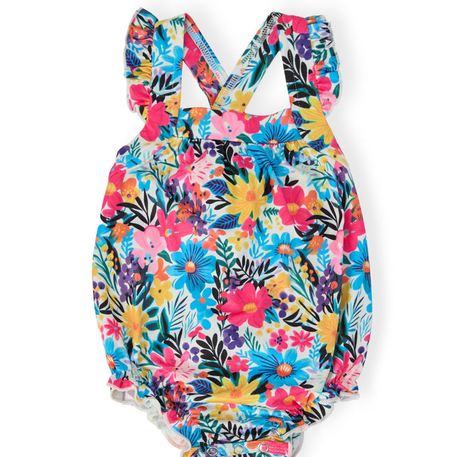 Petal Paradise Ruffle Cross Back Romper