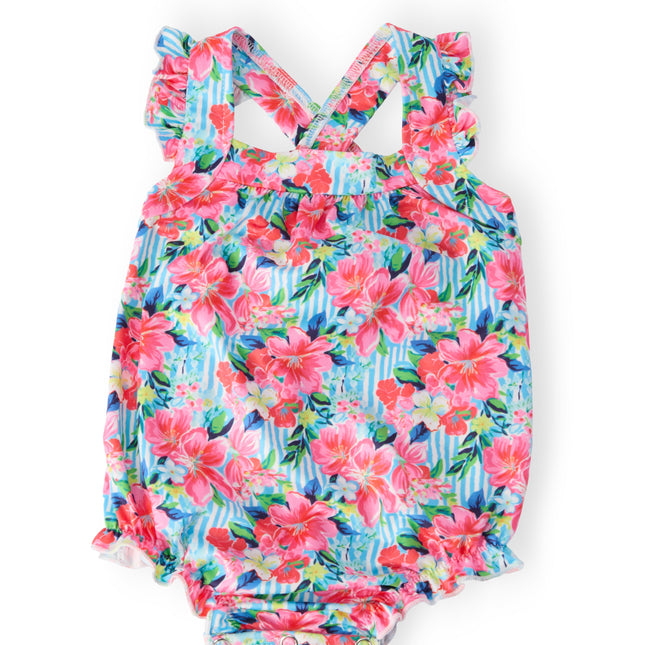 Petals in Paradise Ruffle Cross Back Romper