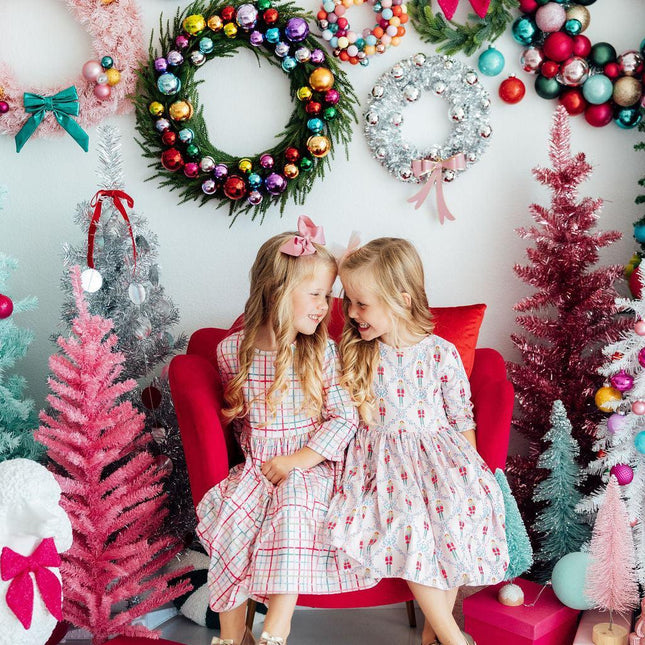 Pink Nutcracker 3/4 Sleeve Pocket Twirl Dress