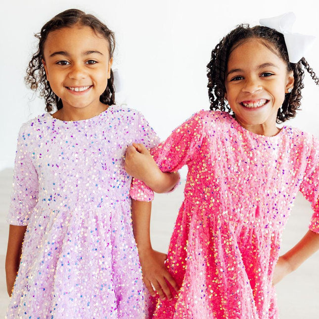 Pink Velvet Sequin Dress