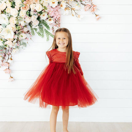 Pumpkin Spice Shimmer 3/4 Sleeve Tutu Dress