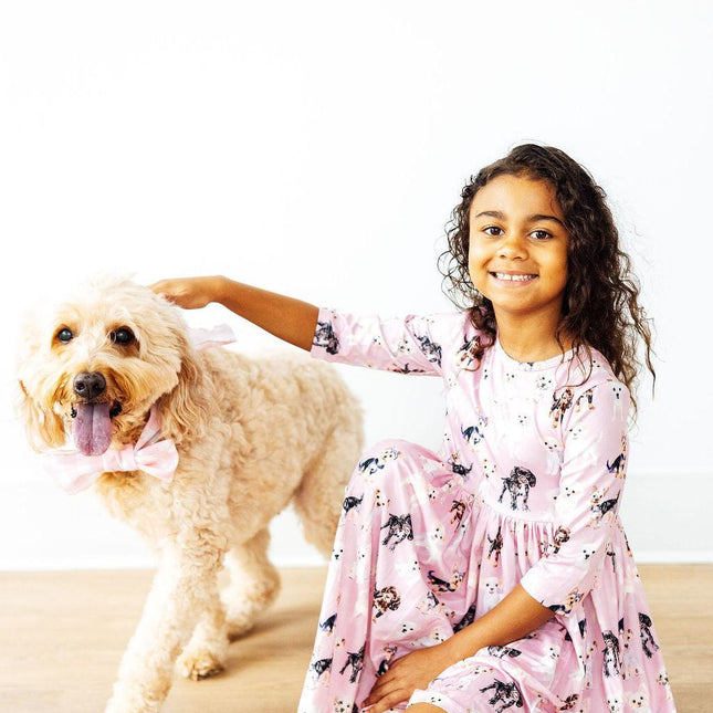 Puppy Kisses 3/4 Sleeve Pocket Twirl Dress