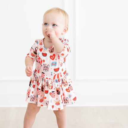 Puppy Love 3/4 Sleeve Twirl Bodysuit