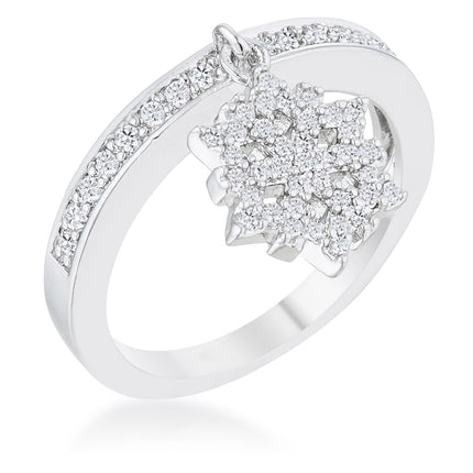 Snowflake 0.35ct CZ Simple Holiday Charm Band Ring