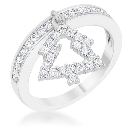 Christmas Tree 0.3ct CZ Holiday Charm Ring