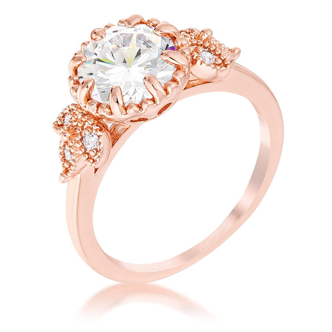 2Ct Plated Round Cut CZ Trio Laurel Leaf Engagement Ring