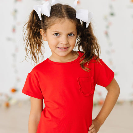 Red Ruffle Pocket Tee
