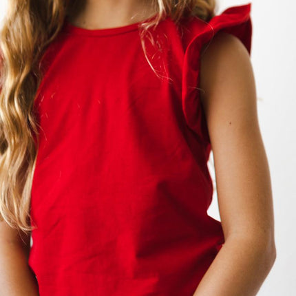 Red S/S Ruffle Tee