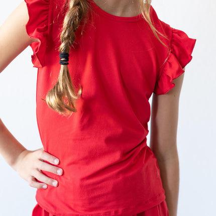 Red S/S Ruffle Tee