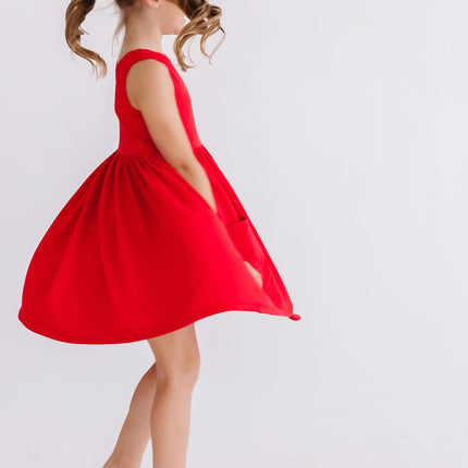 Red Tank Pocket Twirl Dress