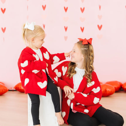 Red/Coconut Heart Cozy Cardigan