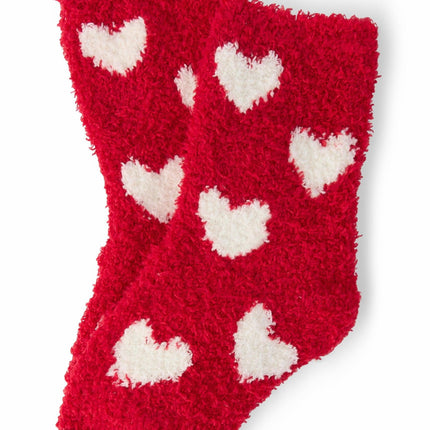 Red/Coconut Heart Cozy Socks