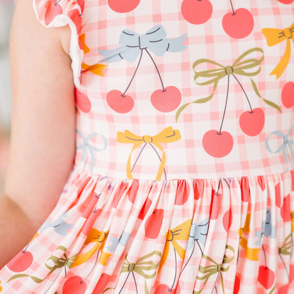 Retro Picnic Flutter Sleeve Twirl Dress