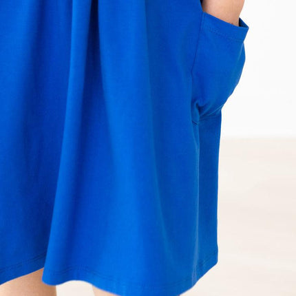 Royal Blue 3/4 Sleeve Pocket Twirl Dress