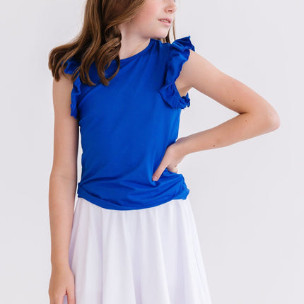 Royal Blue S/S Ruffle Tee