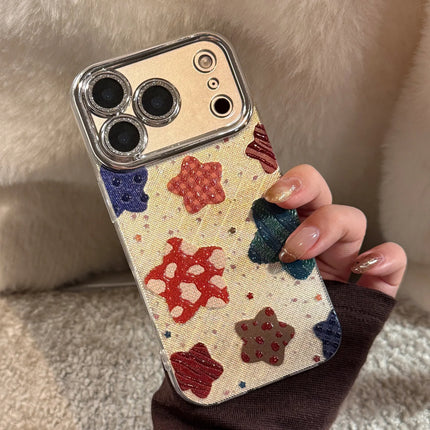 Korean Colorful Stars Glitter Plating Phone Case For iPhone