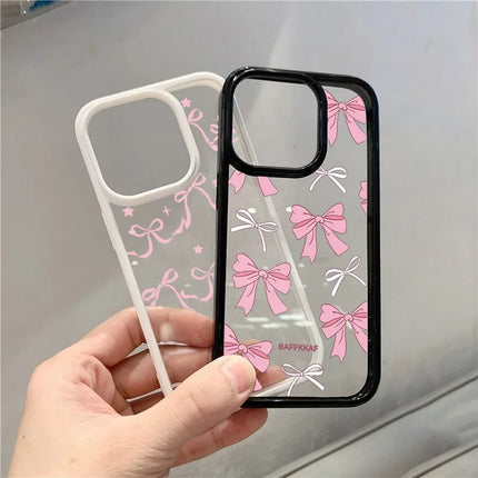 Pink Bowknot Clear Phone Case