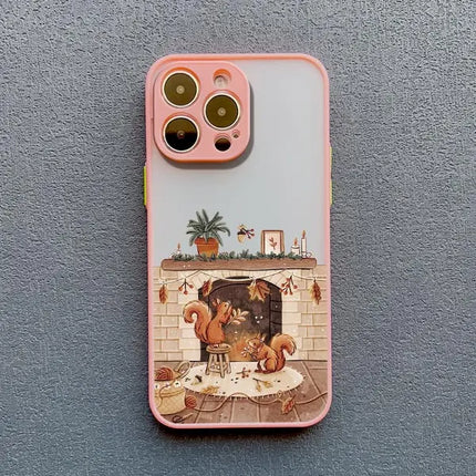 Cartoon Animal Bear Fox Squirrel Phone Case For iPhone