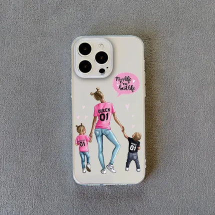 Family Mama Of Girl Mom Clear Phone Case For iPhone