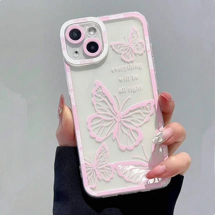 Cute Pink Butterfly Pattern Phone Case