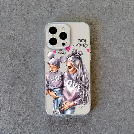 Family Mama Of Girl Mom Clear Phone Case For iPhone