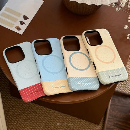 Korean Splash-ink Polka Dot Splicing Magnetic Phone Case For iPhone