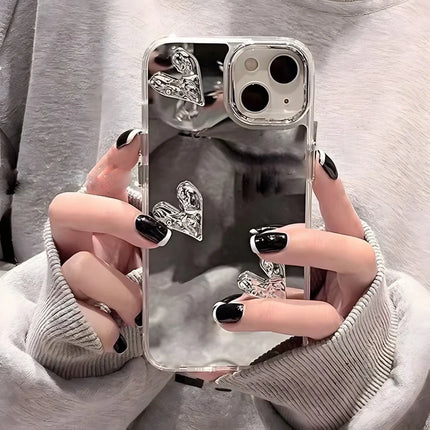 3D Love Heart Mirror Phone Case
