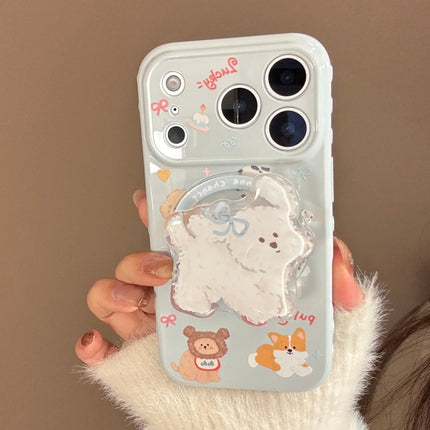 Korean Cute Cartoon Puppy Magnetic Stand Holder Phone Case For iPhone