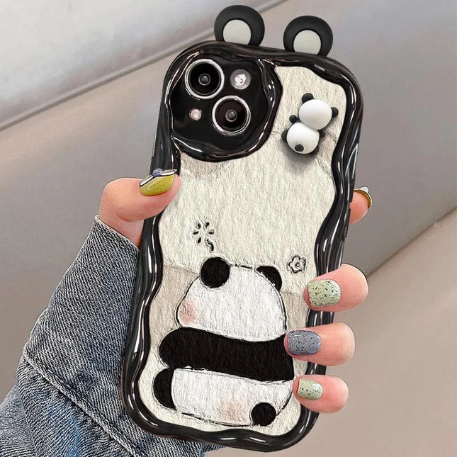 Funny Panda Toy Cartoon Ear Wave Soft Phone Case