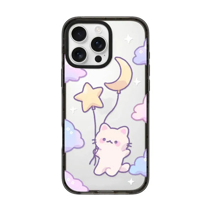 Cartoon Cloud Cat Black Acrylica Border Magnetic Case For iPhone