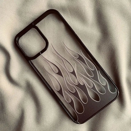 Black Purple Flame Hard Clear Phone Case