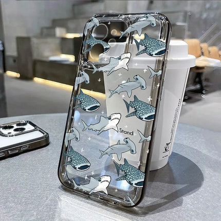 Ocean Animals Shark Dolphin Fish Clear Phone Case