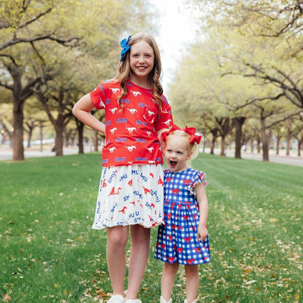 SMU White Mustang Ruffle Twirl Skort