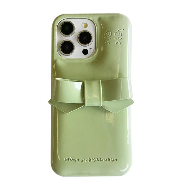 Candy Color Cute Bowknot Phone Case For iPhone