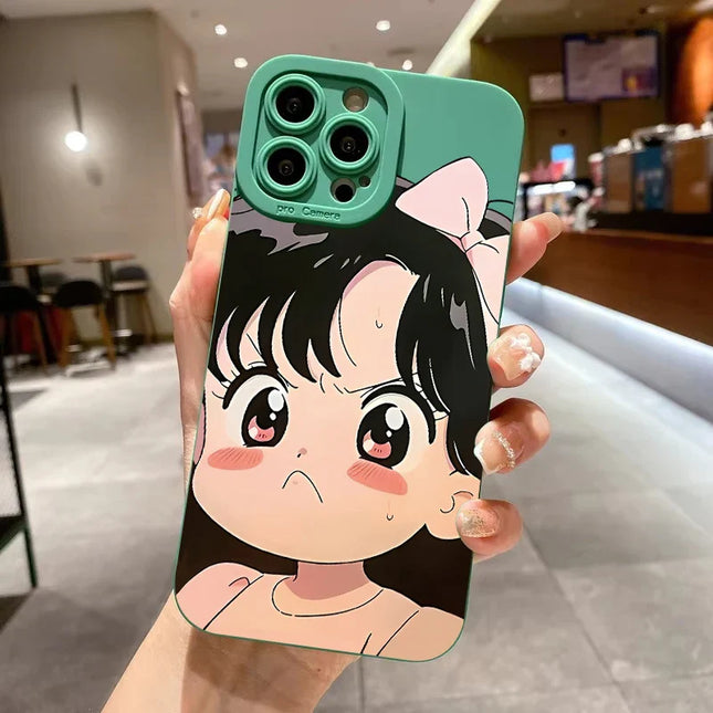 Cute Cartoon Sunglasses Girl Grip Phone Case