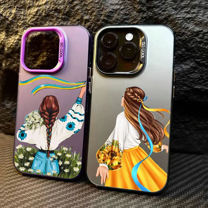 Ukraine Girl Sunflower Flag Coque Phone Case
