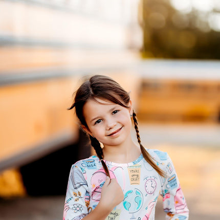 School is Cool 3/4 Sleeve Pocket Twirl Dress