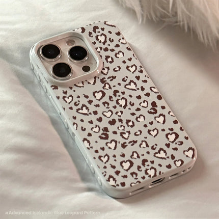 Stylish Retro Blue Leopard Print Love Heart Soft Phone Case For iPhone