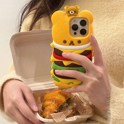 Cute 3D Cartoon Rilakkuma Hamburger Phone Case