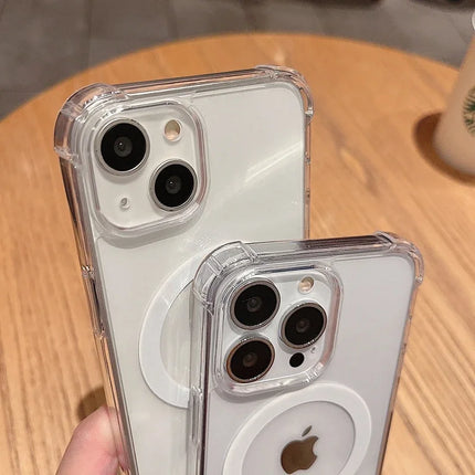 Luxury Shockproof Magsafe Wireless Charge Transparen Phone Case