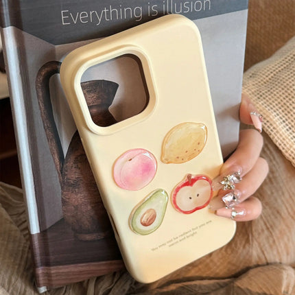 Korean 3D Fruit Graffiti Sticker Phone Case For iPhone