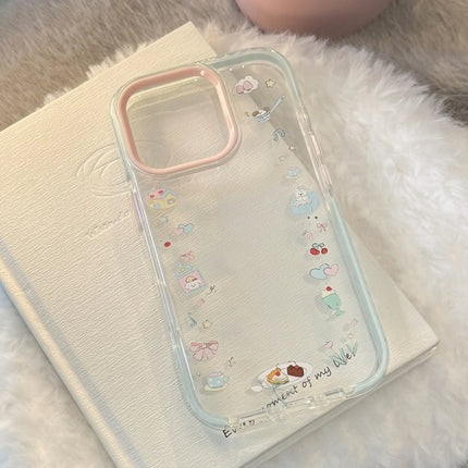 INS Dessert Clear Cartoon Sofa Puppy Bracket With Chain Phone Case For iPhone