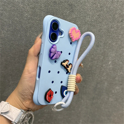 Diy Charms Holes Liquid Silicone Soft Case for iPhone