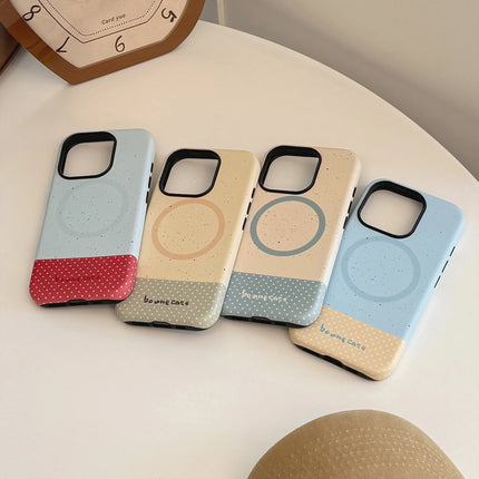 Korean Splash-ink Polka Dot Splicing Magnetic Phone Case For iPhone
