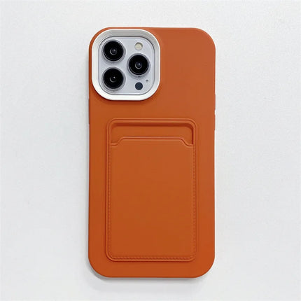 3 in 1 Card Holder Wallet Solid Color Skin Feel Phone Case For iPhone
