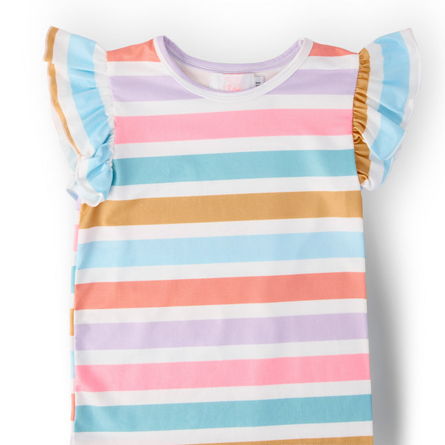 Spring Stripes S/S Ruffle Tee